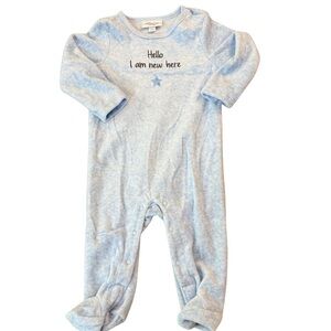 Adorable Light Blue‎ Baby Footie with Star Design